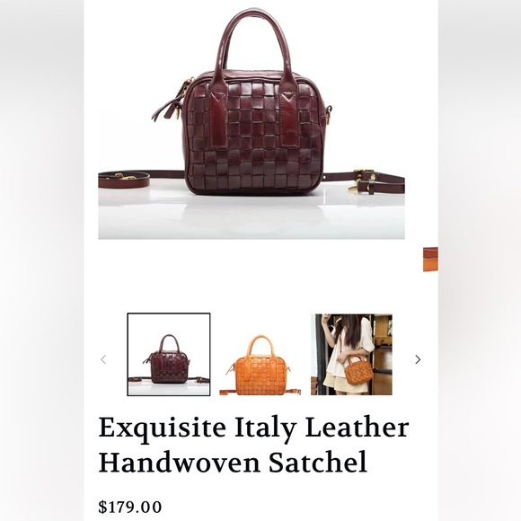 RARE woven leather top handle, cross, body bag exquisite like new - Picture 6 of 7